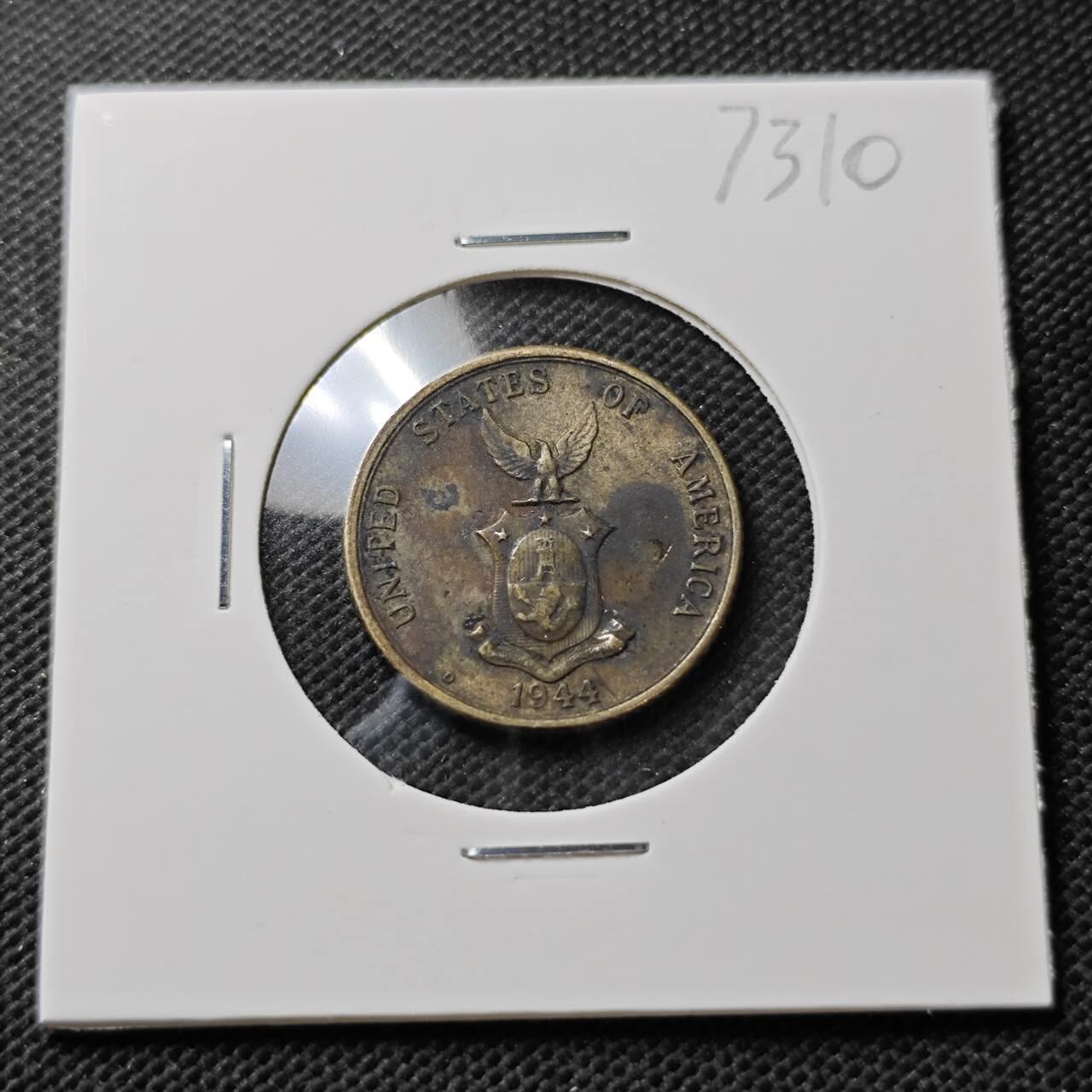 KK钱币收藏小铺  第373场  2月预留时间 周末发货  1944菲律宾10分铜币