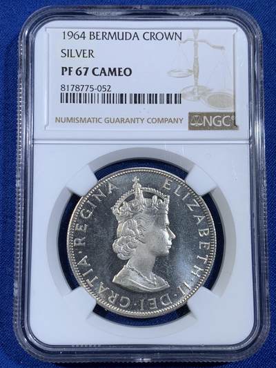 《竞宝斋》第439场 周日，周一，周二 3场连拍 （全场包邮） - NGC PF67CAMEO 英属百慕大1964年伊丽莎白二世1克朗精制大银币，亚军分，更高分仅2枚