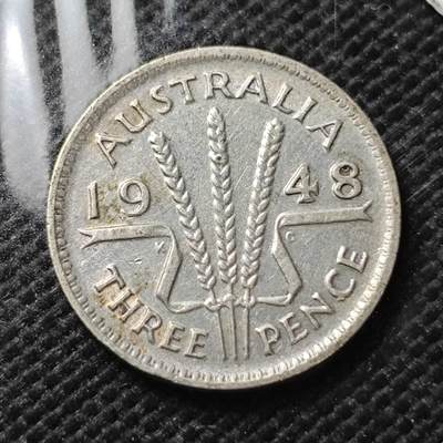 KK钱币收藏小铺  第373场  2月预留时间 周末发货 -  1948澳大利亚3便士银币