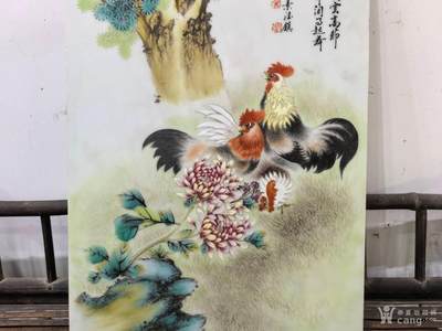 大尺寸粉彩鸡趣图摆件装饰品挂件
