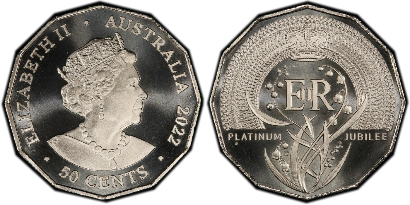 PThappally收藏第54次拍卖，英联邦地区硬币纸币 澳大利亚  2022 年  50 分 15.55g  铜镍币  PCGS MS69