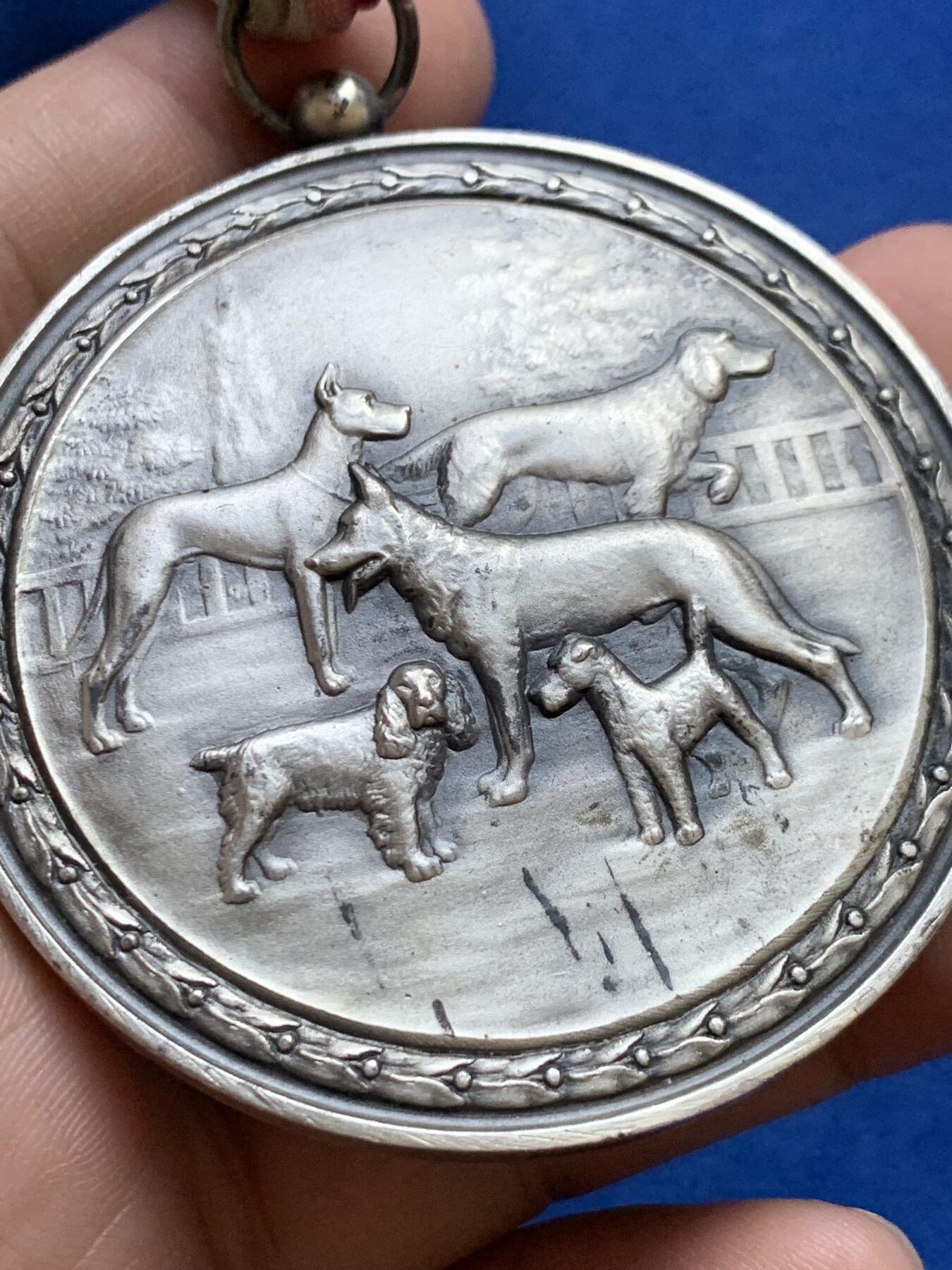 《竞宝斋》第439场 周日，周一，周二 3场连拍 （全场包邮） 法国犬业联合会镀银纪念章 总重约84.5克 59.8mm