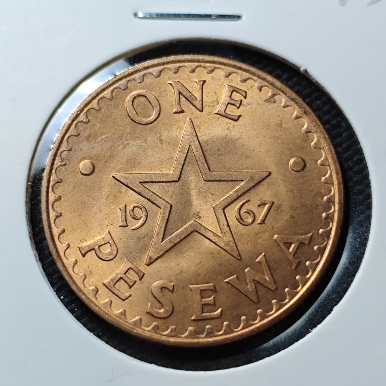 KK钱币收藏小铺  第373场  2月预留时间 周末发货  1967加纳1比塞瓦铜币 好品