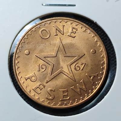 KK钱币收藏小铺  第373场  2月预留时间 周末发货 -  1967加纳1比塞瓦铜币 好品