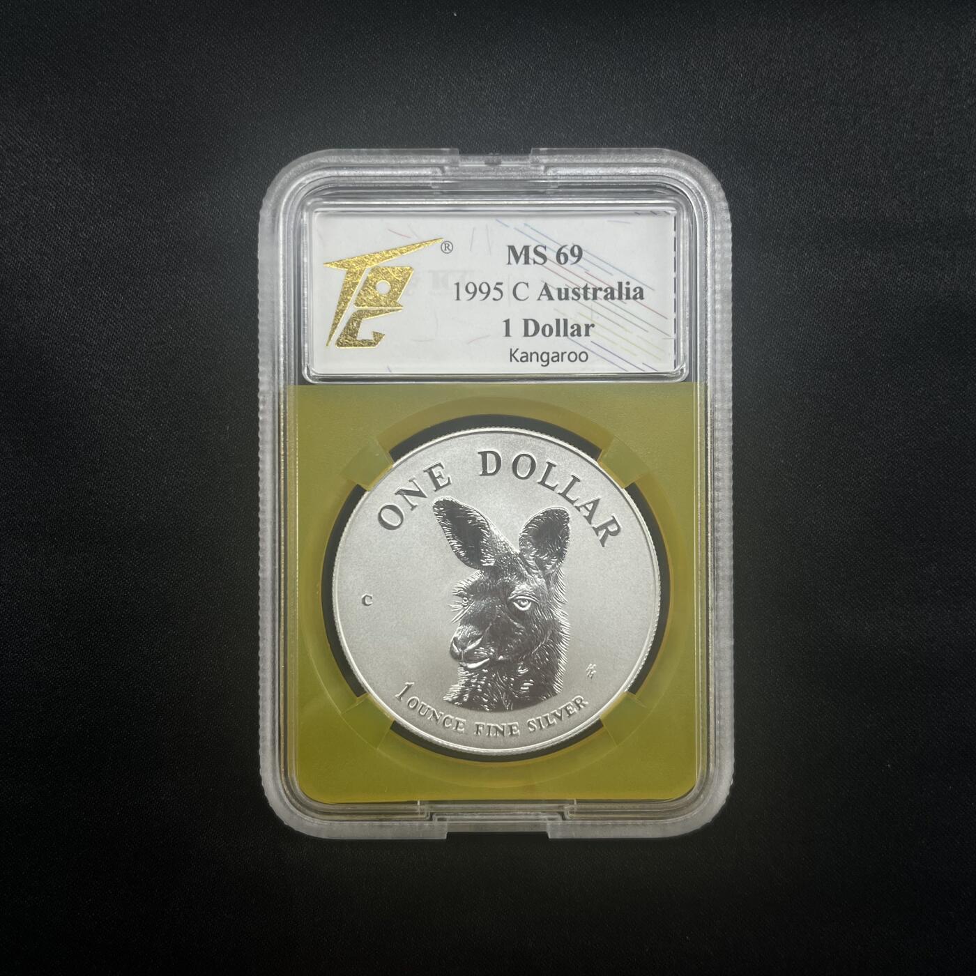 PThappally收藏第54次拍卖，英联邦地区硬币纸币 澳大利亚 1995 1元  袋鼠主题  1 盎司纯银纪念币 TQG MS 69
