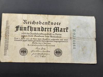 11月16日奖章钱币专场 - 德国魏玛共和国500马克纸币