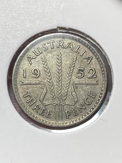 2025年第一百三十场(总第一百五十六场）外国好品纸夹散币场(免佣金) - 澳大利亚🇦🇺1952年3便士银币(乔治六世逝世年，第三版关门年，m版墨尔本造，500银)