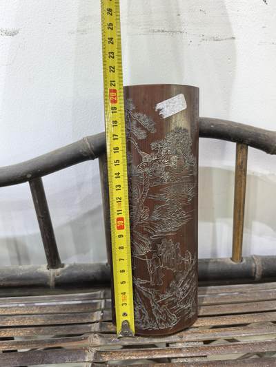 竹雕诗文臂搁镇纸摆件