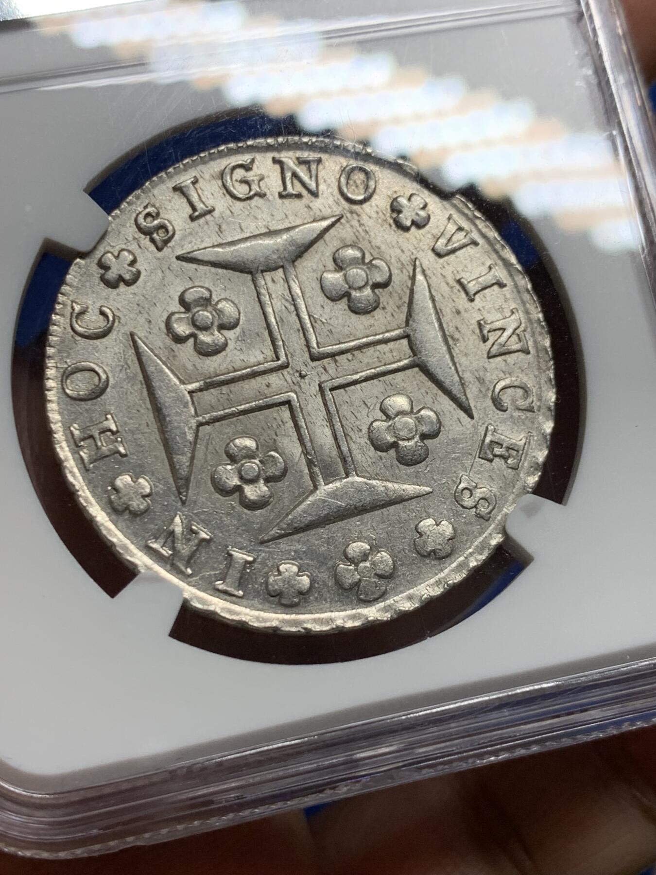 《竞宝斋》第439场 周日，周一，周二 3场连拍 （全场包邮） NGC MS63 葡萄牙1816年若昂六世400R十字银币，本土最大面值，打铸极佳，光度和底板都很好的一枚