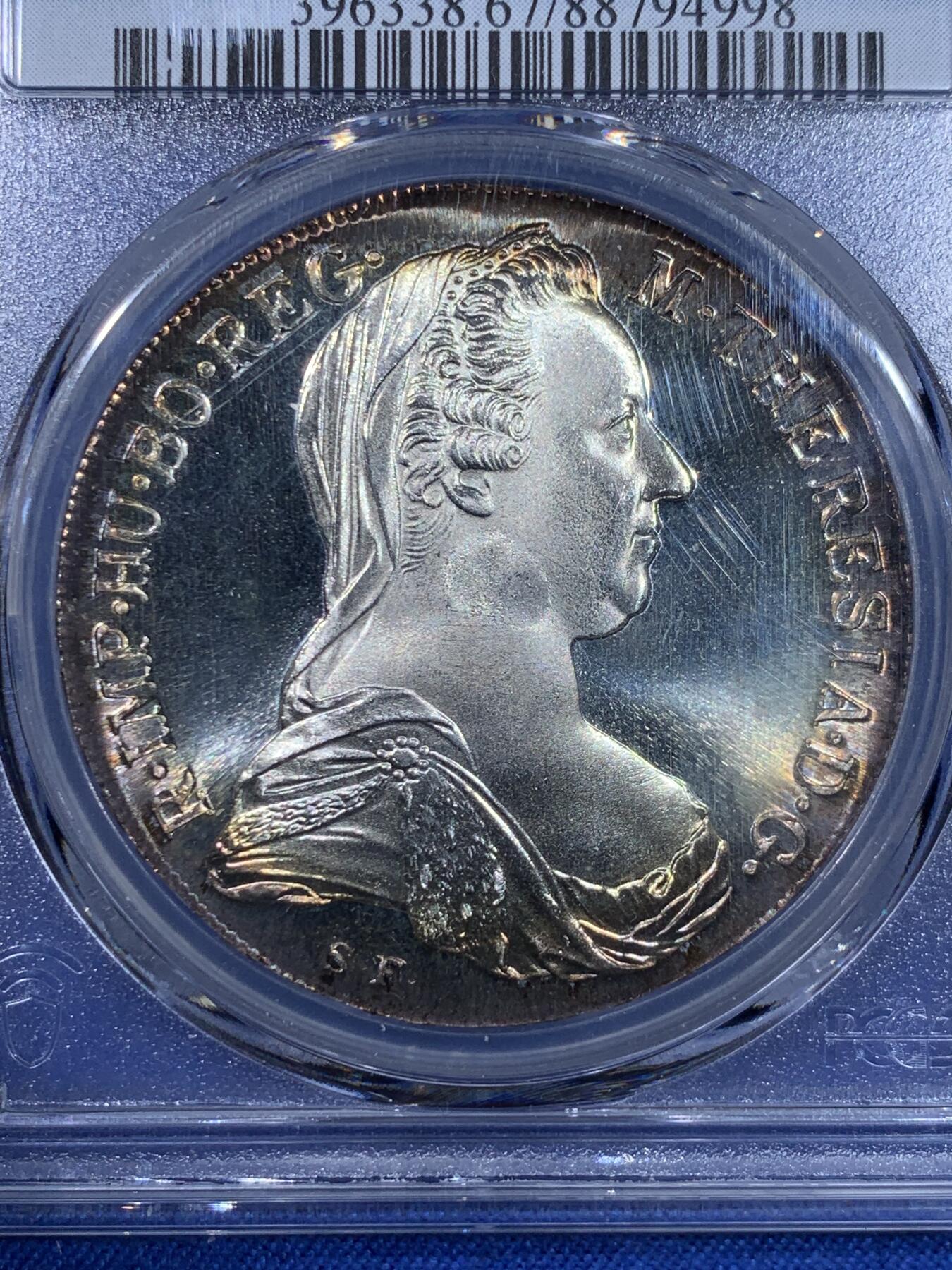 《竞宝斋》第439场 周日，周一，周二 3场连拍 （全场包邮） PCGS PR67CAM 1780年奥匈帝国大奶妈银币 PR精制币 顶级原光五彩 非常漂亮