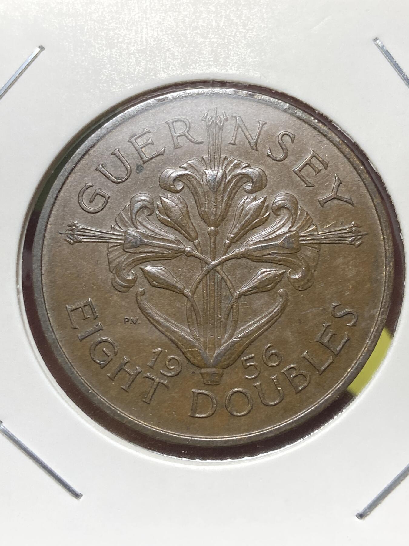 2025年第一百三十场(总第一百五十六场）外国好品纸夹散币场(免佣金) 好品–英属根西岛🇬🇬1956年8道布(伊丽莎白二世时期，最后一版8道布，首发年)