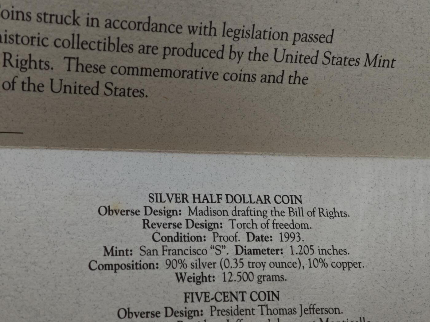 【淘币小摊】实时拍第七百九十九拍   银币套币场   满百包邮可预留二周 每周一统一发货   美国1993年精制套币含麦迪逊银币一对 银币重39.2克900银 银价407