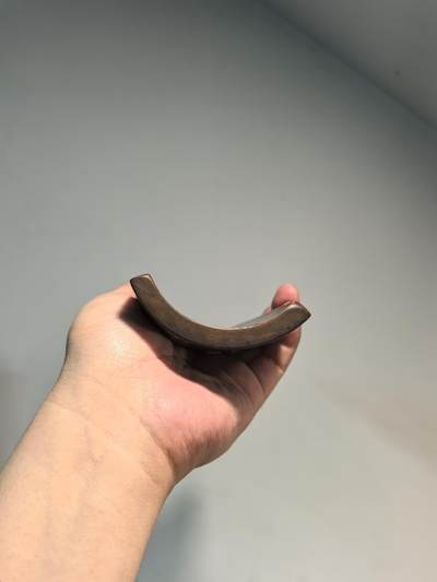 老竹雕风景诗文臂搁镇纸摆件 双面雕工