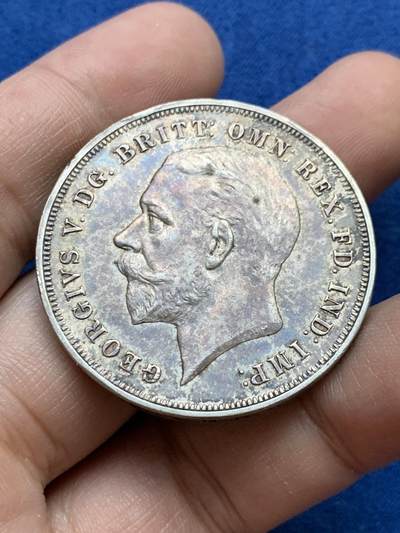 《竞宝斋》第439场 周日，周一，周二 3场连拍 （全场包邮） - 英国1935年乔治五世1克朗木马剑银币，深包浆