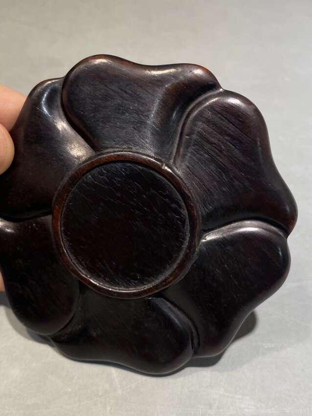 兰馨堂瓷器专场 紫檀木雕红木茶杯托盘