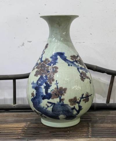 兰馨堂瓷器专场 - 建国瓷厂景德镇曾勇大师青花釉里红玉壶春瓶