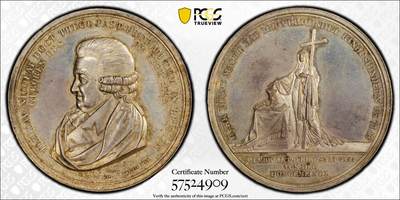 万国钱币拍卖第055期 - PCGS MS62 1821年德国不莱梅牧师约翰·大卫·尼古拉就职五十周年纪念大银章 高浮雕极美 原味淡彩镜面收藏级