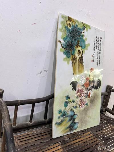 大尺寸粉彩鸡趣图摆件装饰品挂件