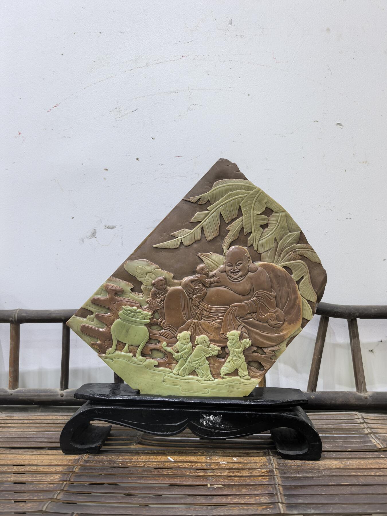 兰馨堂古玩杂项专场 祁阳石笑佛石雕摆件