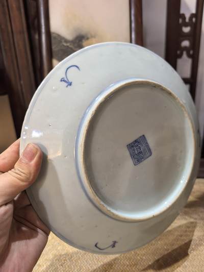 清代宝相纹青花大盘，老瓷器老青花瓷老盘子