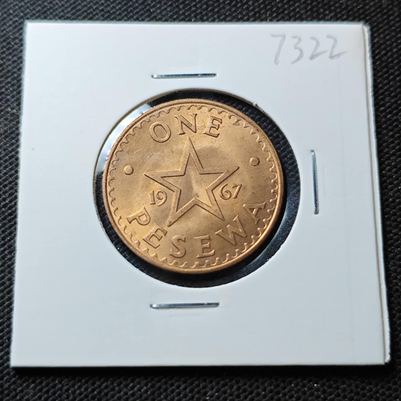 KK钱币收藏小铺  第373场  2月预留时间 周末发货  1967加纳1比塞瓦铜币 好品