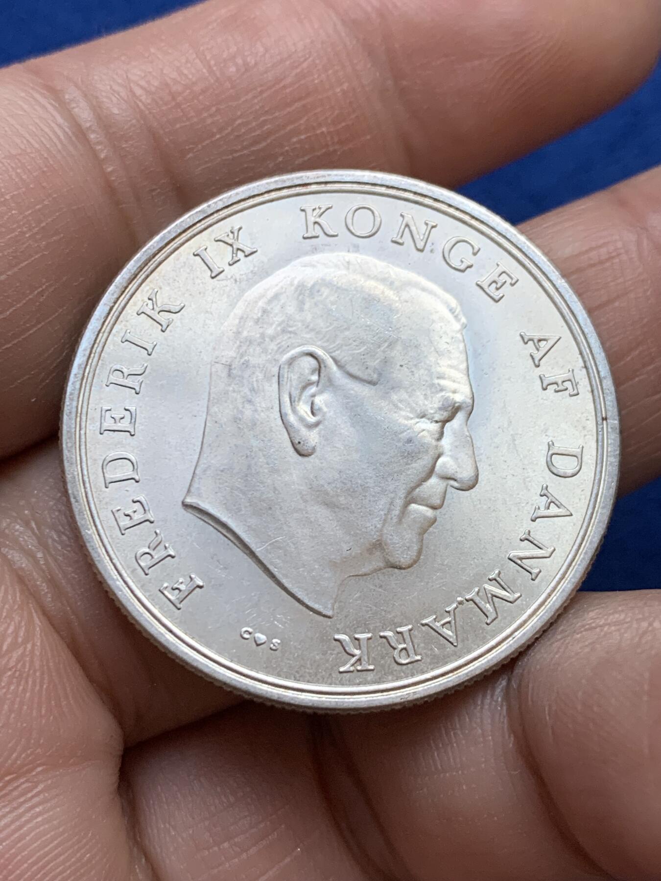 《竞宝斋》第439场 周日，周一，周二 3场连拍 （全场包邮） 丹麦1964年玛丽公主大婚5克朗纪念银币