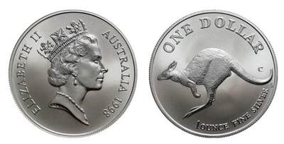PThappally收藏第54次拍卖，英联邦地区硬币纸币 - 澳大利亚 1998  1元 袋鼠主题 1 盎司纯银纪念币 TQG MS 69