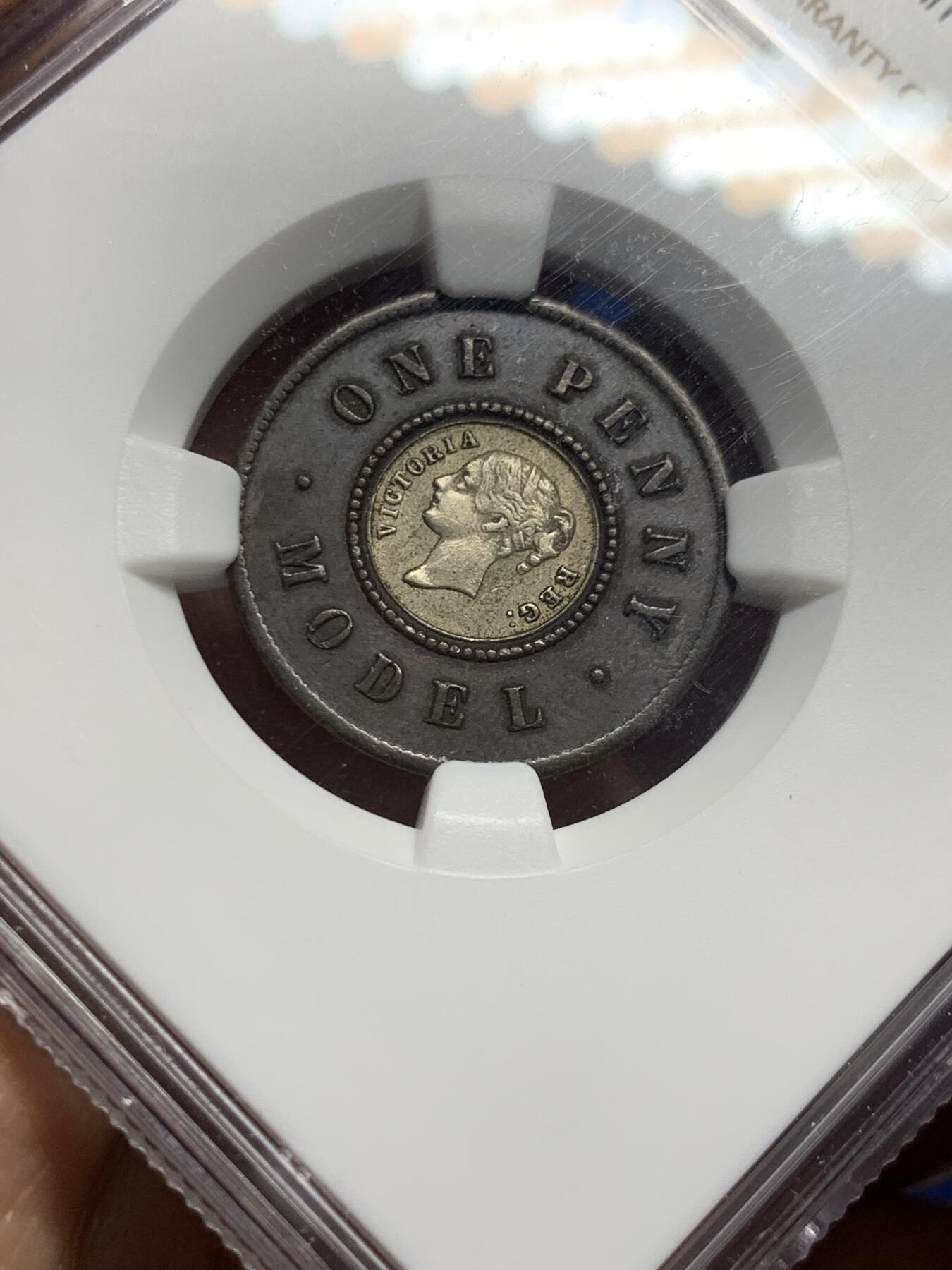 《竞宝斋》第439场 周日，周一，周二 3场连拍 （全场包邮） NGC MS62 英国1844维多利亚1便士双色币