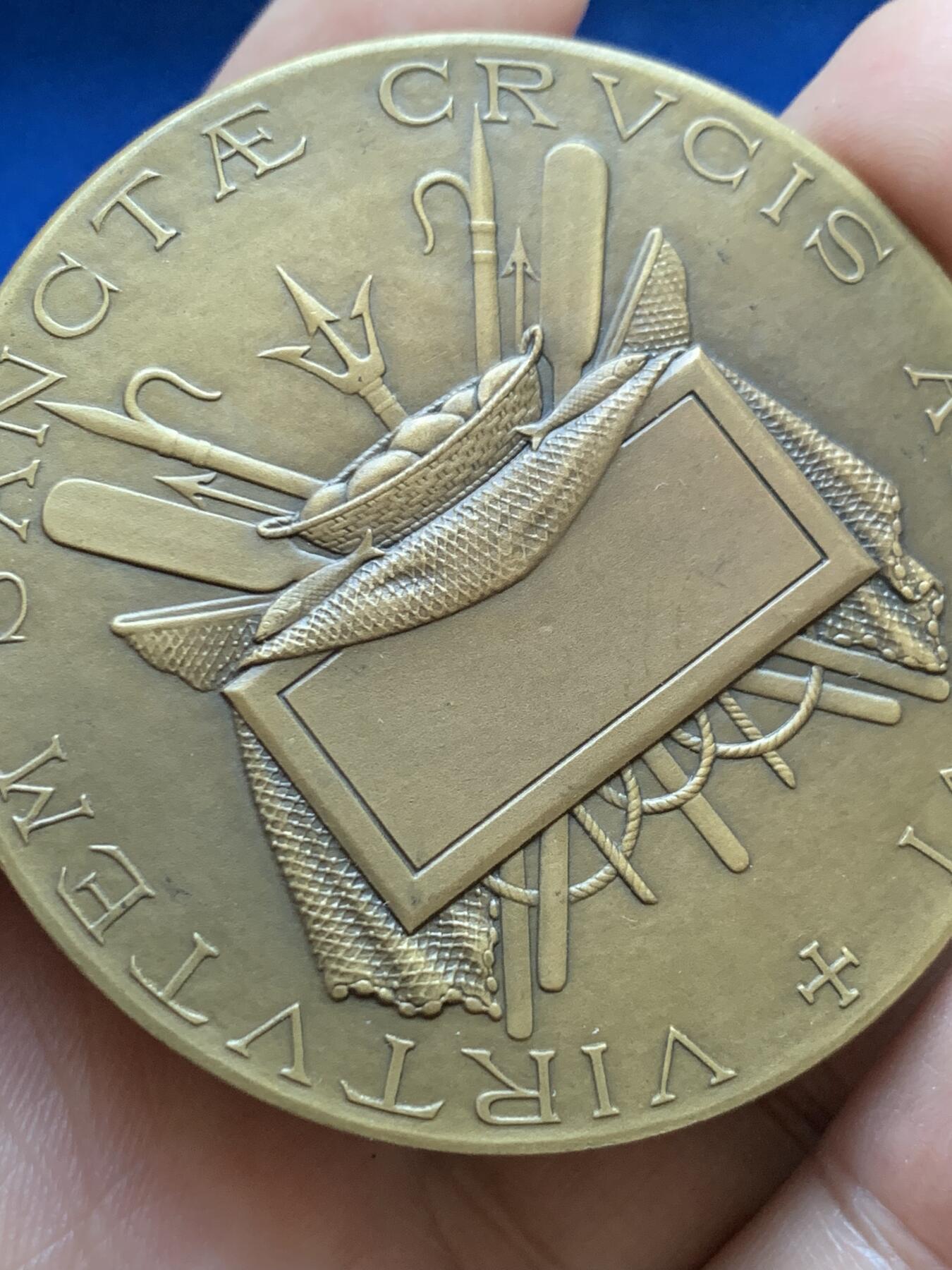 《竞宝斋》第439场 周日，周一，周二 3场连拍 （全场包邮） 名家Abel Lafleur作 宗教铜质纪念章 1940年圣安德烈使徒 阿贝尔·拉弗勒 法国章友协会成员（SAMF）106.1克 58.5mm 丰饶角铜标