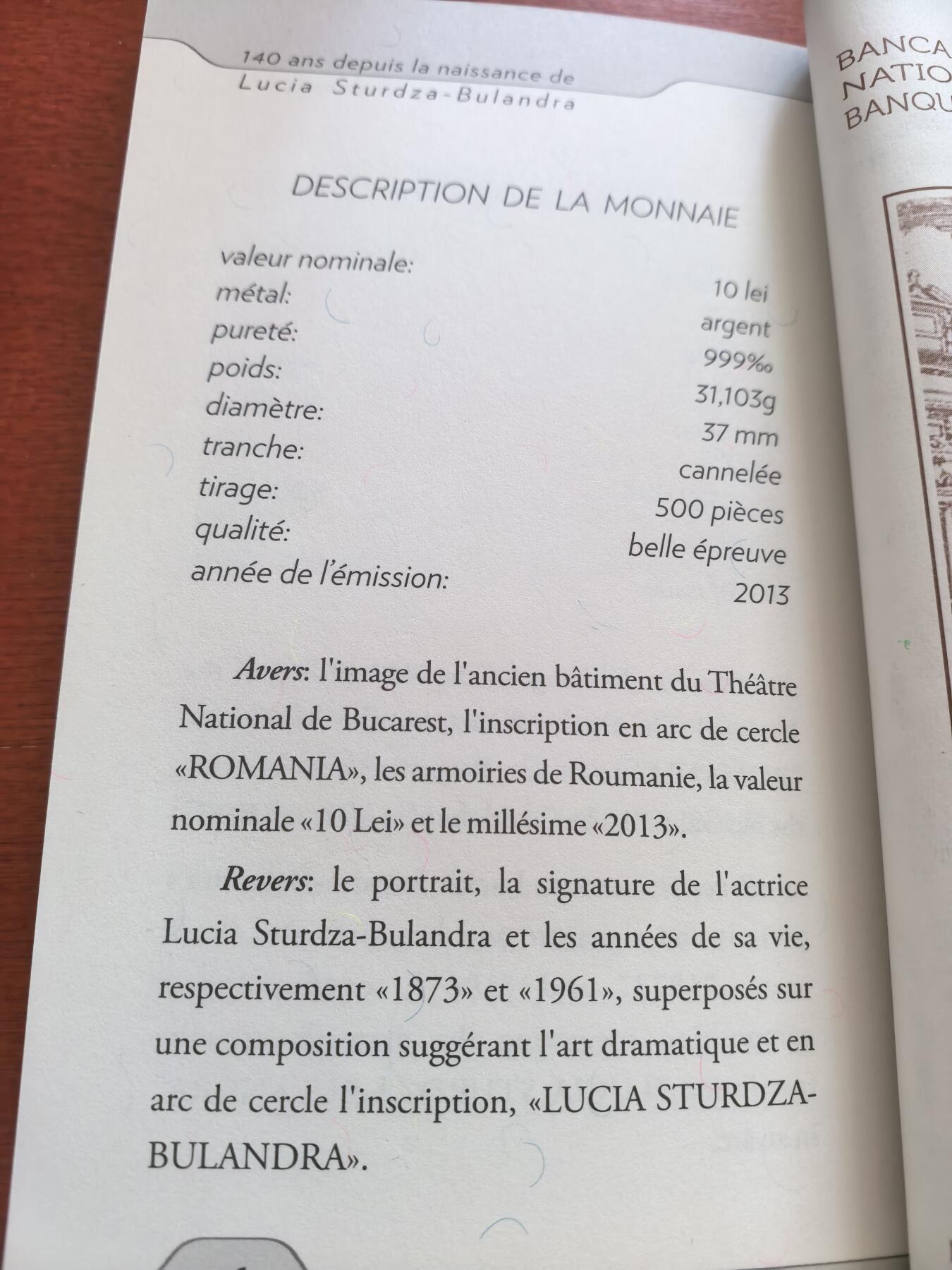 长老汇蛇年精选第七十四场拍卖 2013罗马尼亚歌唱家斯蒂尔扎·布兰德拉10列精制银币，500枚，带原册，少见价高品种
