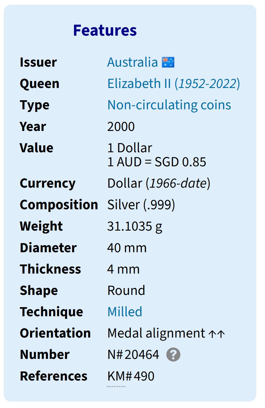 PThappally收藏第54次拍卖，英联邦地区硬币纸币 澳大利亚 2000 1元 袋鼠主题 31.1035 g 999 纯银纪念币 MS70