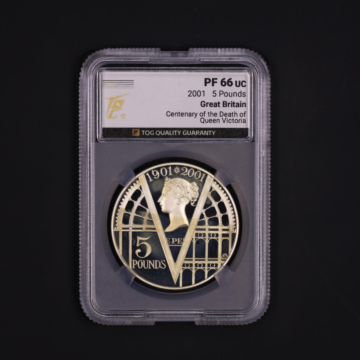 PThappally收藏第54次拍卖，英联邦地区硬币纸币 英国 2001 年 “维多利亚女王逝世百年” 5 英镑 28.28g 925 银纪念币 TQG PF66UC 珍稀币种