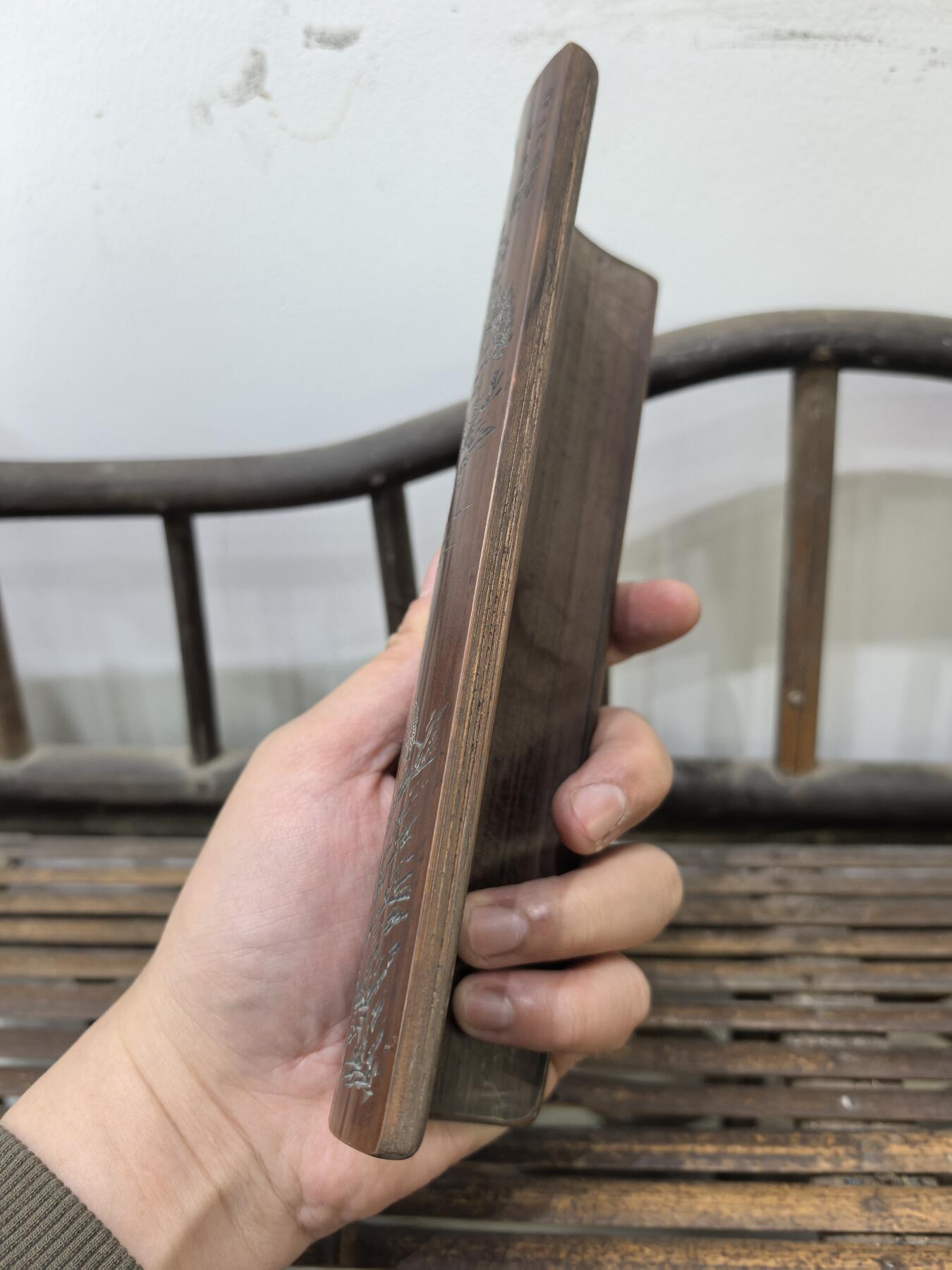 兰馨堂古玩杂项专场 竹雕诗文臂搁镇纸摆件