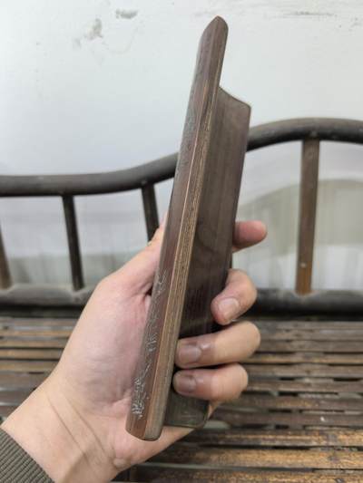 竹雕诗文臂搁镇纸摆件