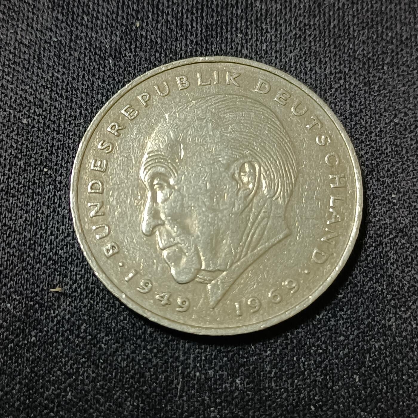 【游宝拍卖】乙巳蛇年88期 佣金1+6% 德国-2马克 1972年 首任总理康拉德·阿登纳(Konrad Adenauer)纪念币