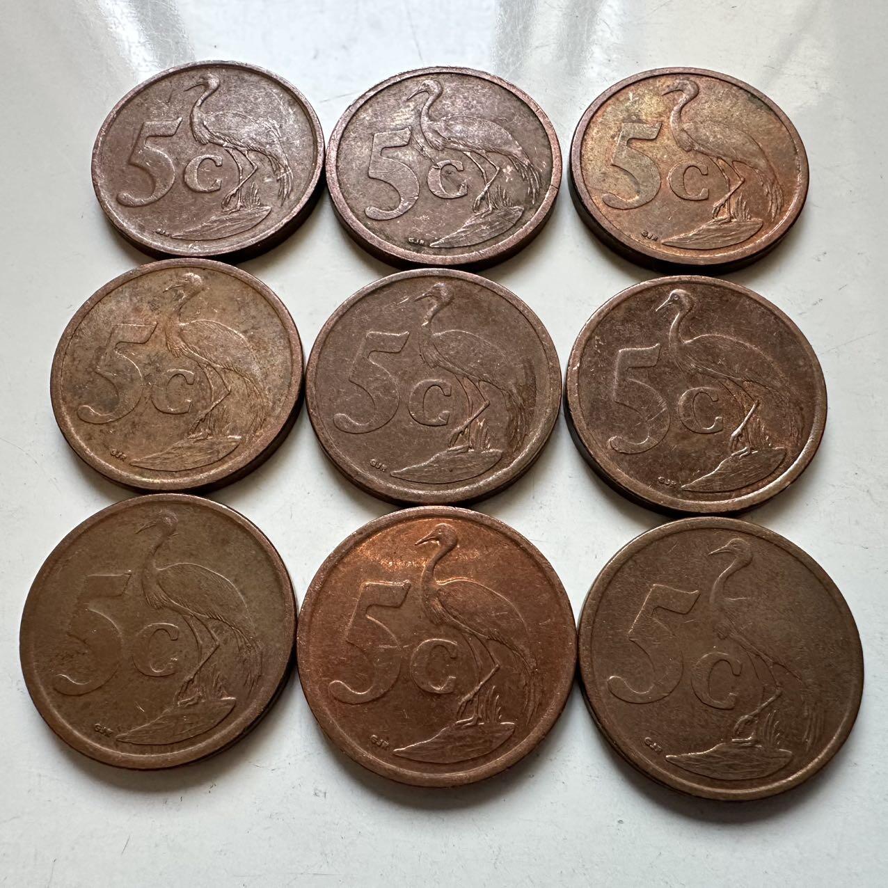 🌹外币初藏🌹🐯2025年第129场  每周二四六晚8️⃣点 接代拍 南非2003--2011年5分9枚全套 不同版本