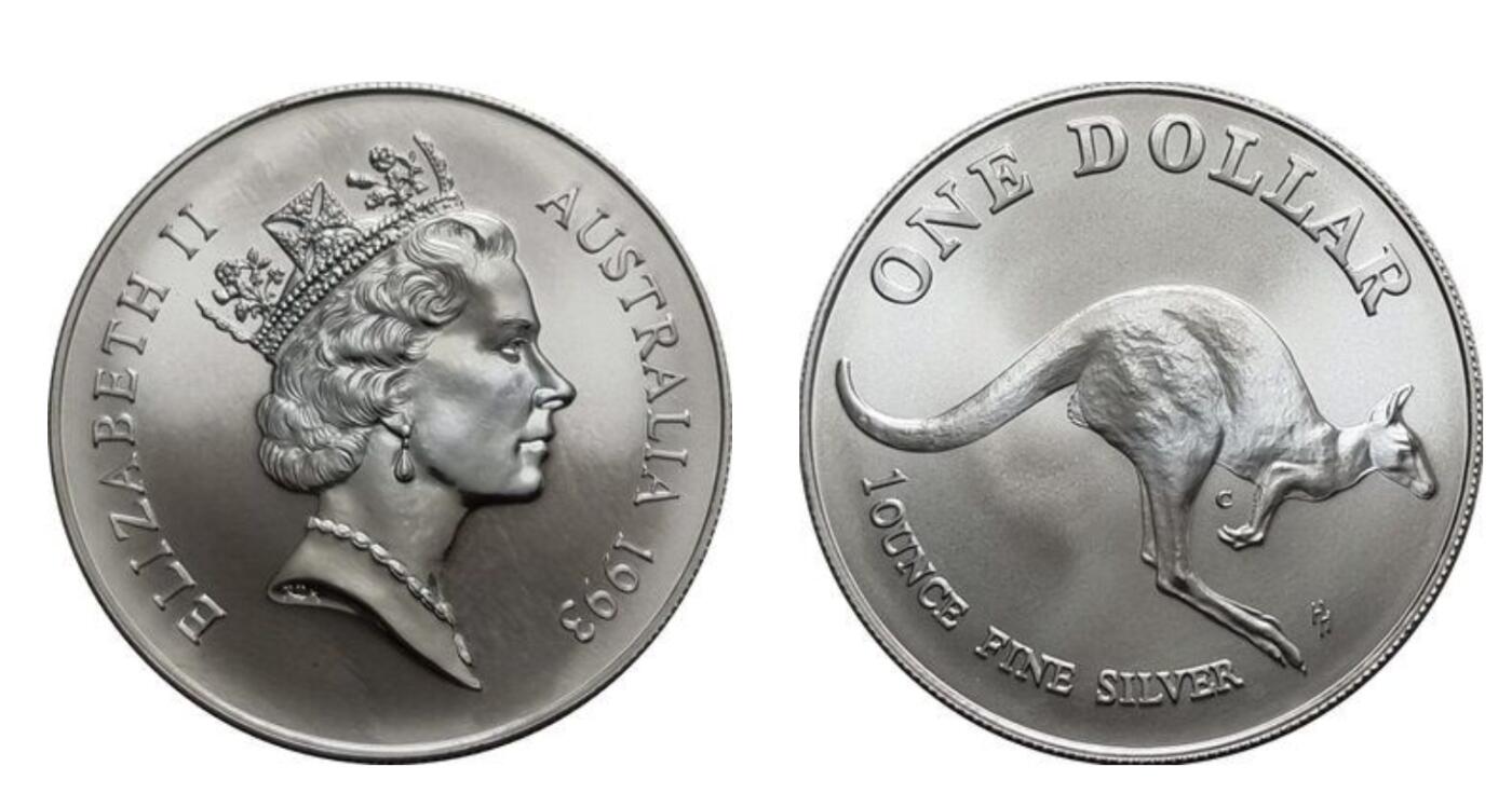 PThappally收藏第54次拍卖，英联邦地区硬币纸币 澳大利亚 1993 1元  袋鼠主题  1 盎司纯银纪念币 TQG MS 69