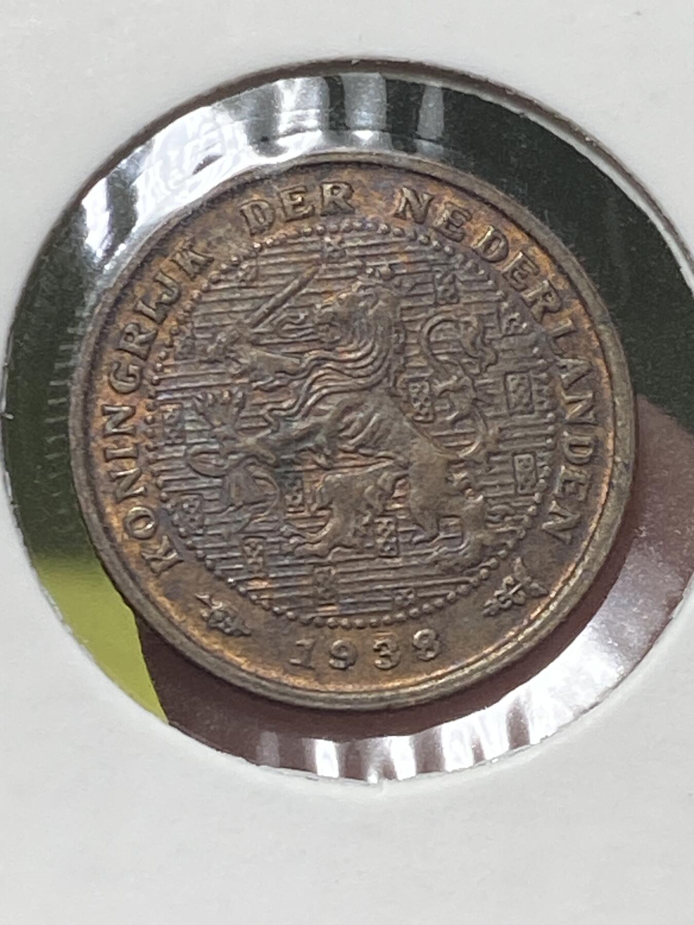 2025年第一百三十场(总第一百五十六场）外国好品纸夹散币场(免佣金) 带光好品–荷兰🇳🇱1938年1/2分(威廉明娜女王第三版，15面大盾版，Grapes 葡萄标)