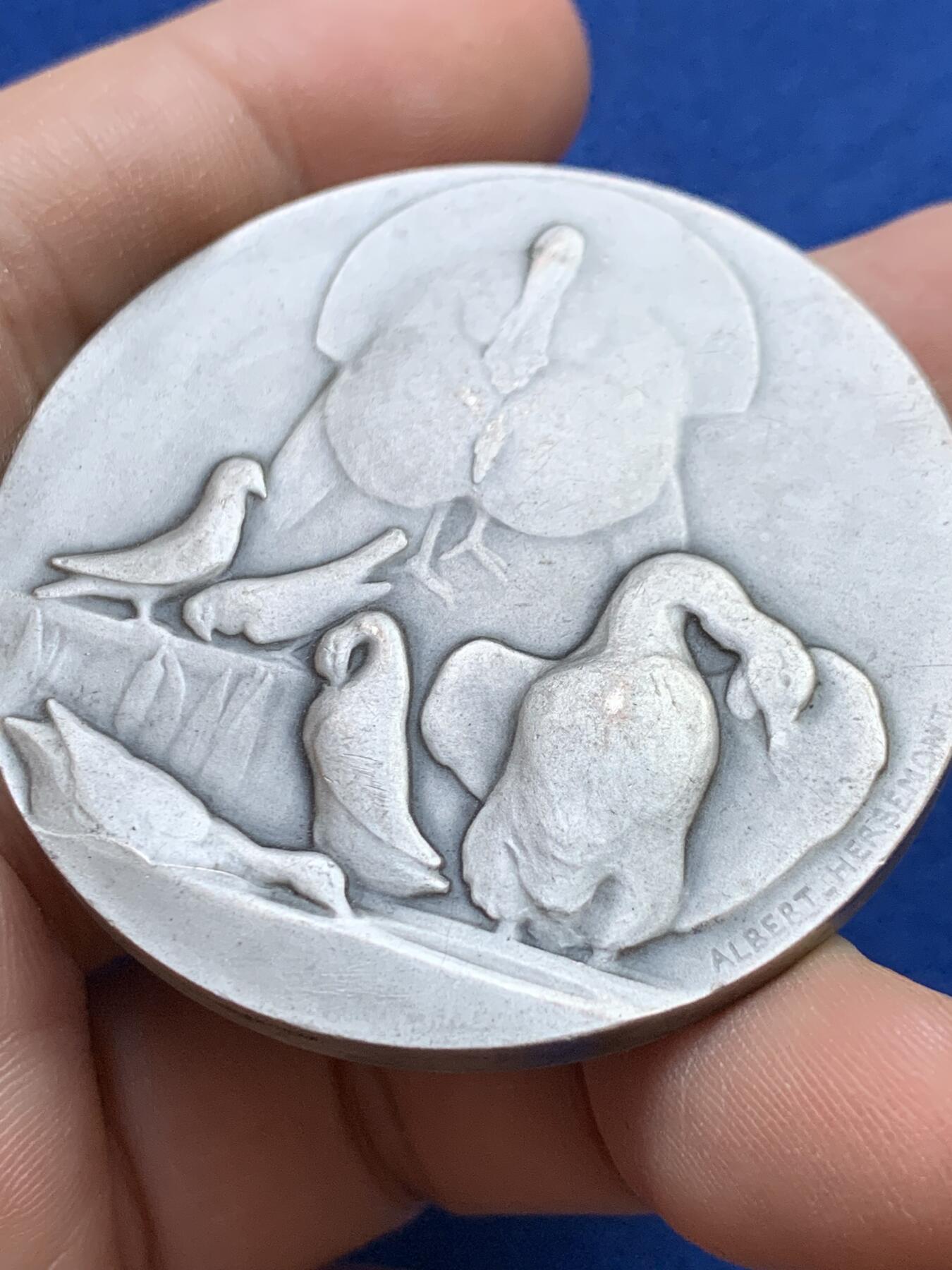 《竞宝斋》第439场 周日，周一，周二 3场连拍 （全场包邮） 法国参议员镀银大铜章 杜布瓦名作 直径49.6mm 重量57.2g