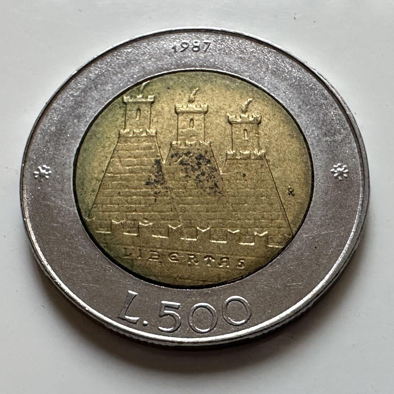 🌹外币初藏🌹🐯2025年第129场  每周二四六晚8️⃣点 接代拍 圣马力诺1987年500里拉