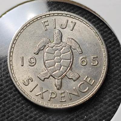 KK钱币收藏小铺  第372场  2月预留时间 周末发货 -  1965斐济6便士