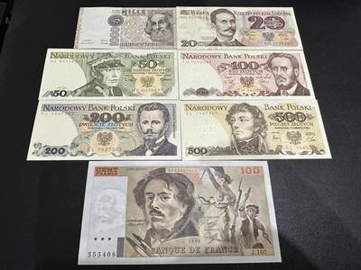 《外钞收藏家》第五百八十六期（品种丰富、精品多）（本平台长期征集拍品、欢迎藏友们联系合作） - 意大利1000里拉、法国100法郎（轻微不绝）+波兰5张 一起全新 