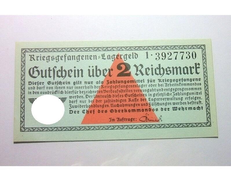 可评级 德国第三帝国1939-44年集中营战俘营2马克 原光挺版