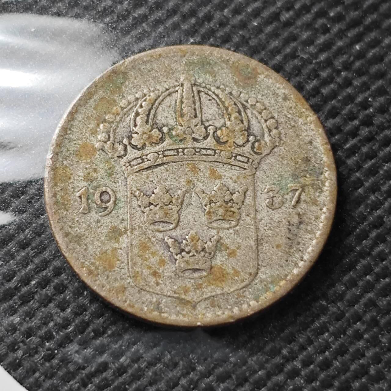 KK钱币收藏小铺  第373场  2月预留时间 周末发货  1937瑞典10欧尔银币