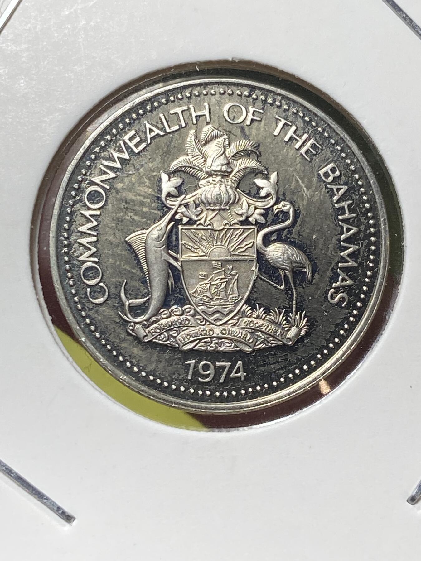 2025年第一百三十场(总第一百五十六场）外国好品纸夹散币场(免佣金) 好品–巴哈马🇧🇸1974年5分(第四套首发年)