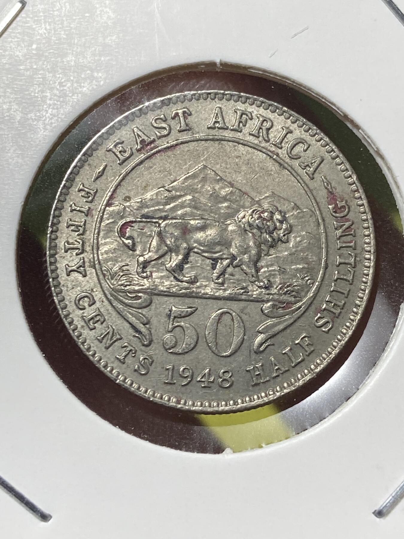 2025年第一百三十场(总第一百五十六场）外国好品纸夹散币场(免佣金) 好品–英属东非1948年50分(乔治六世第二版，首发年仅发行3年)