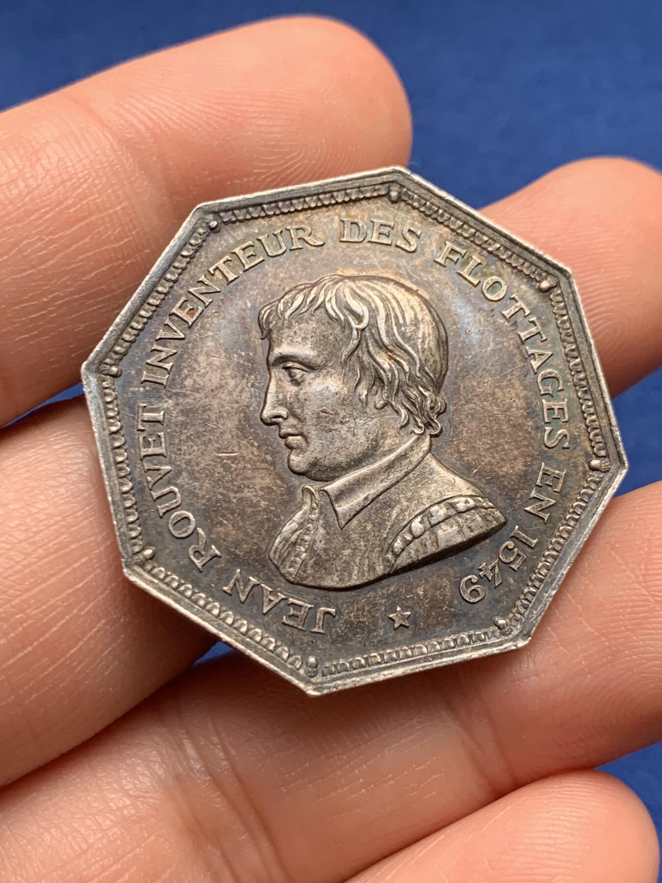 《竞宝斋》第440场 周日，周一，周二 3场连拍 （全场包邮） 法国八角银章，浮木运输，15g，34mm，丰饶角边铭