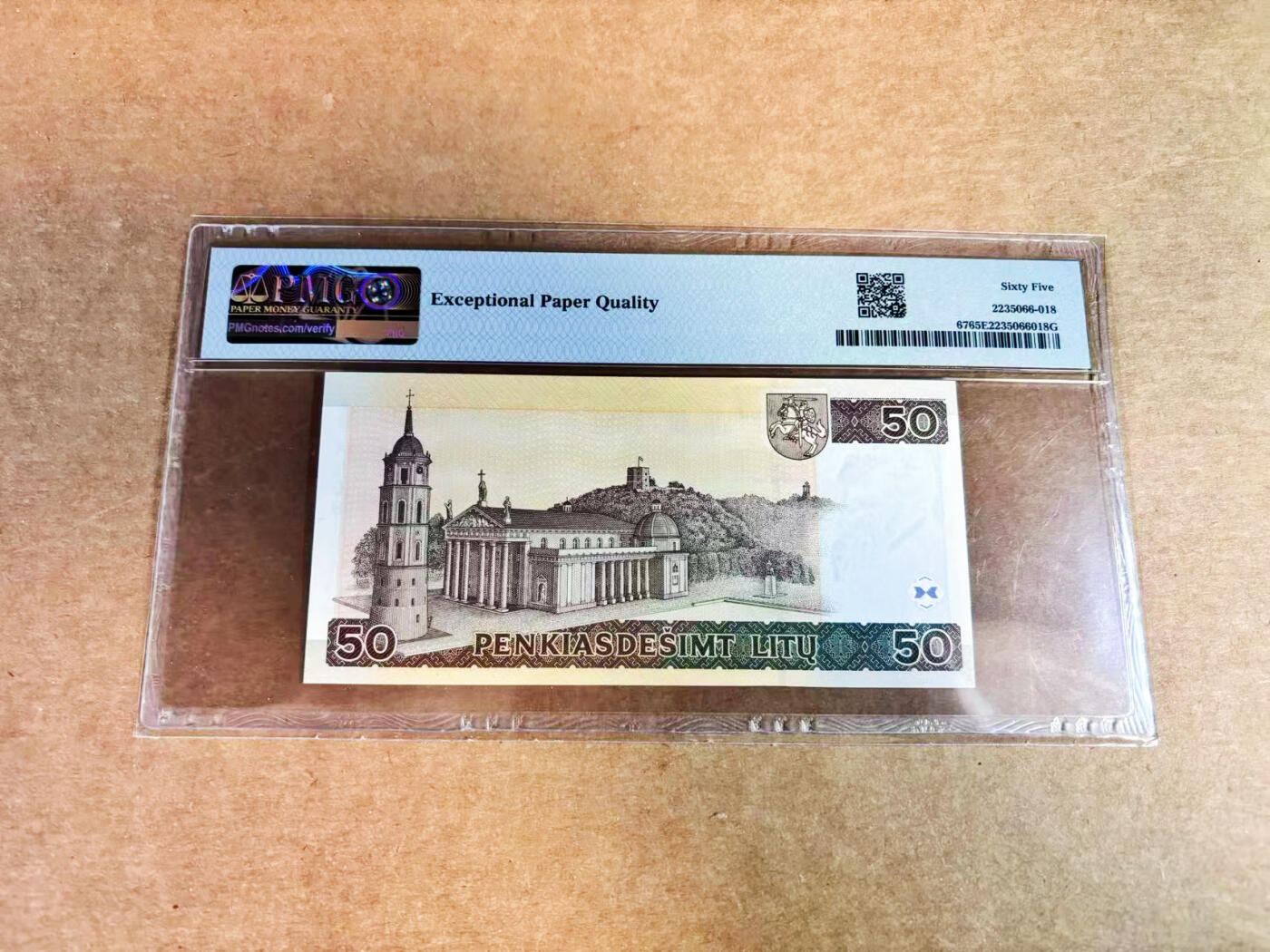 【Blue Auction】世界纸币精拍第752期——18级TOP拍卖/信誉/品质/专业/高效💫 【无47】立陶宛 2003年50立特 PMG65EPQ 