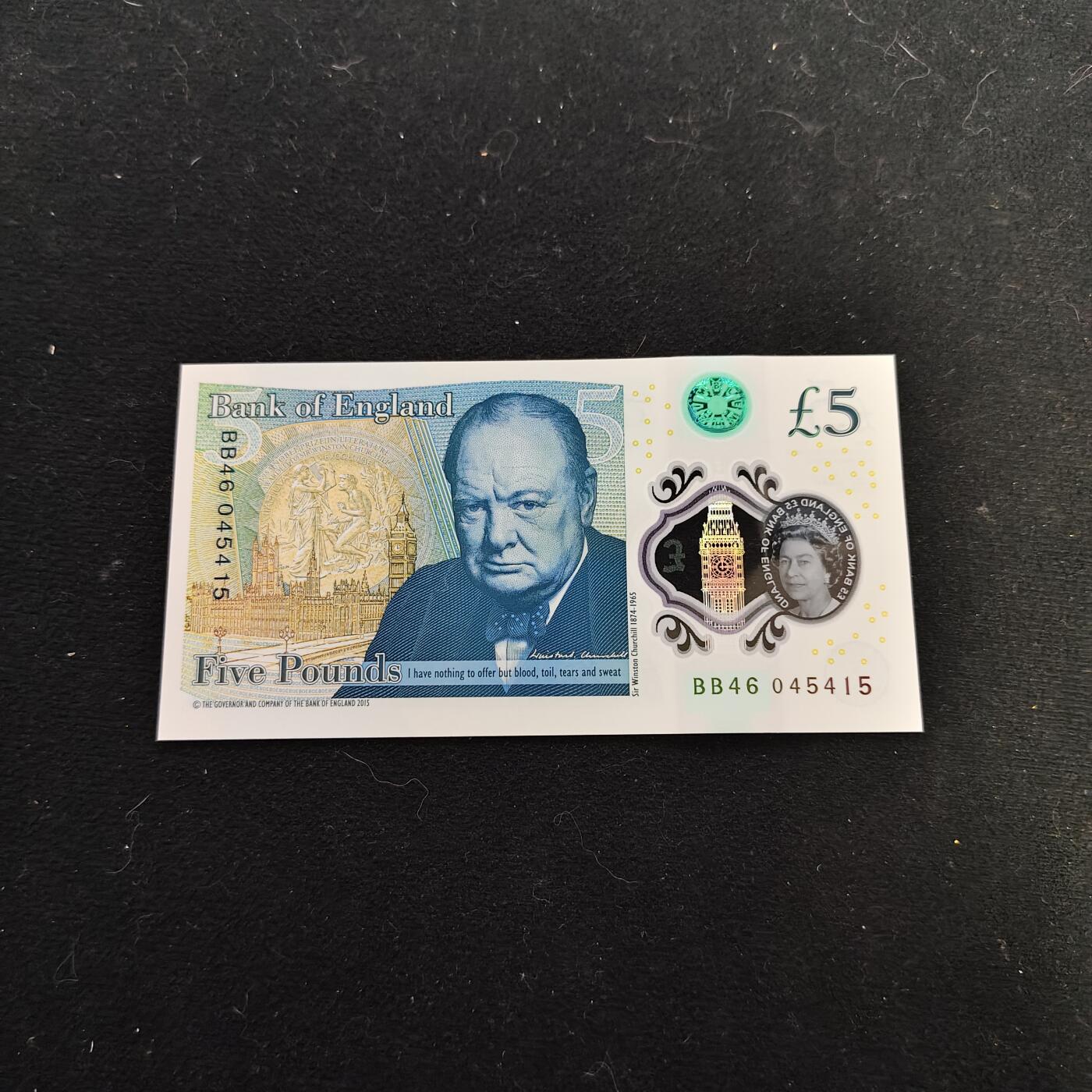 【全场包邮】纯粹捡漏拍479场（免费代拍第16场） 【塑料钞】英国英格兰银行伊丽莎白二世5镑塑料钞