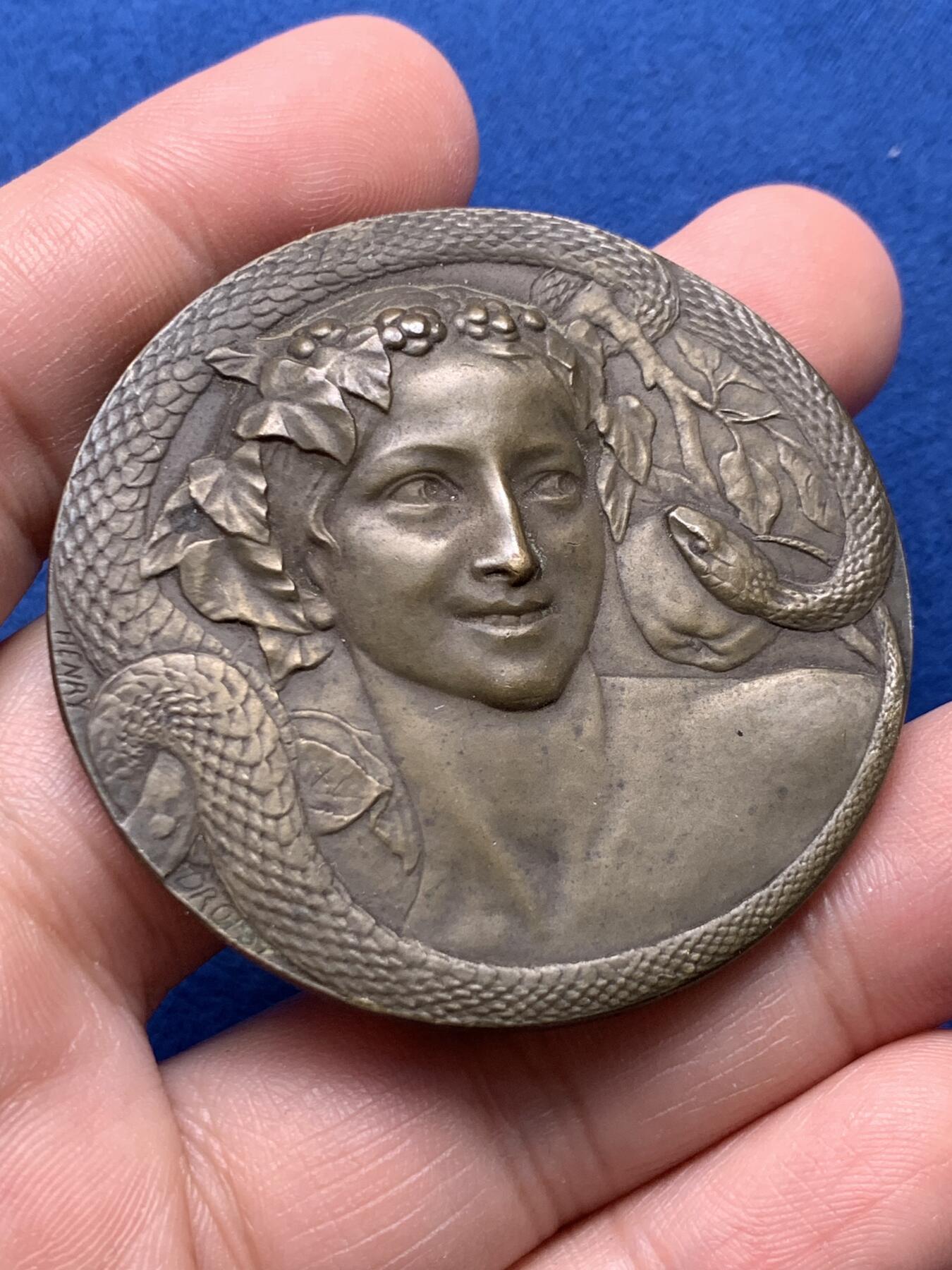 《竞宝斋》第440场 周日，周一，周二 3场连拍 （全场包邮） 法国“夏娃”铜章，53.00g，50.2mm